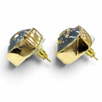 Chanel Metal CC Logo Square Earrings Gold Gray — view 2
