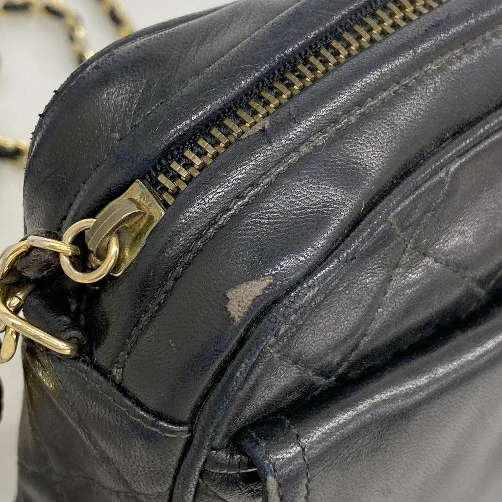 Chanel Shoulder Bag Quilted Lambskin Black Gold — view 7