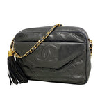 Chanel Shoulder Bag Quilted Lambskin Black Gold