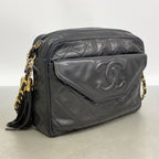 Chanel Shoulder Bag Quilted Lambskin Black Gold — view 2