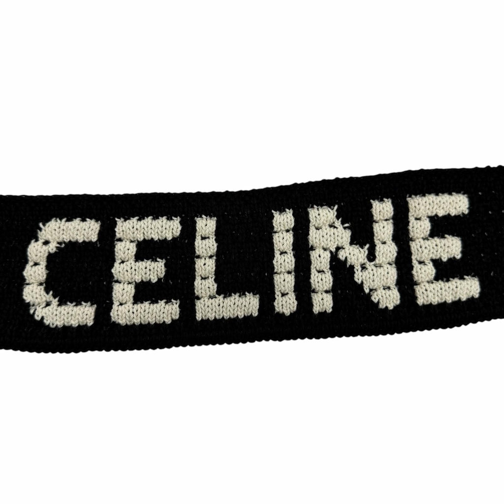 Celine Clochette Logo Strap Knit Shoulder Bag Black White — view 8
