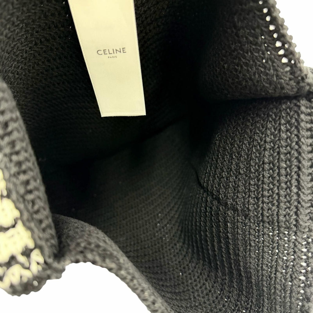 Celine Clochette Logo Strap Knit Shoulder Bag Black White — view 6