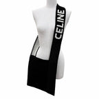 Celine Clochette Logo Strap Knit Shoulder Bag Black White — view 2