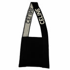 Celine Clochette Logo Strap Knit Shoulder Bag Black White — view 3