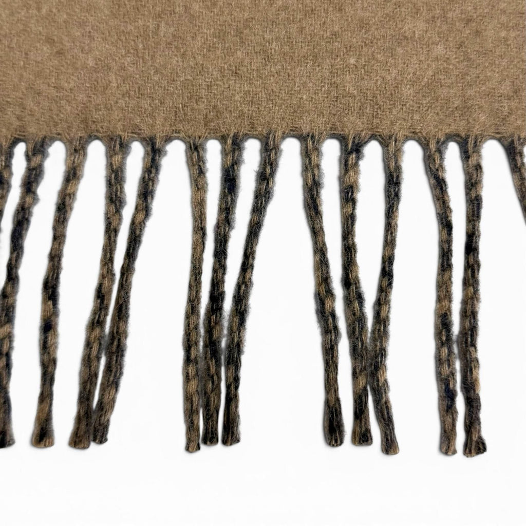 Hermes Sangles en Zigzag Cashmere 100% Etoupe Marine Fringe Scarf Brown Navy — view 6