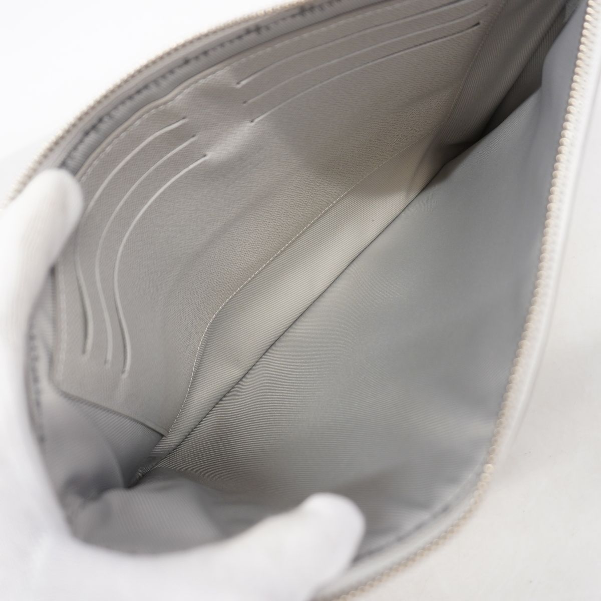 Louis Vuitton Clutch Monogram Logo Story Zipped Pouch GM Gray Yellow — view 4