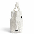 Prada Clochette Tote Bag Triangle Logo Design White — view 3