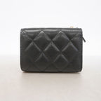 Chanel Trifold Wallet Quilted Caviar Leather Black Champagne Gold — view 6