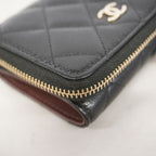 Chanel Trifold Wallet Quilted Caviar Leather Black Champagne Gold — view 5
