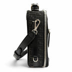 Fendi Micro FF Jacquard Leather Travel Mini Shoulder Bag Black — view 6
