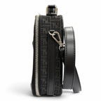 Fendi Micro FF Jacquard Leather Travel Mini Shoulder Bag Black — view 5