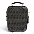 Fendi Micro FF Jacquard Leather Travel Mini Shoulder Bag Black — view 4