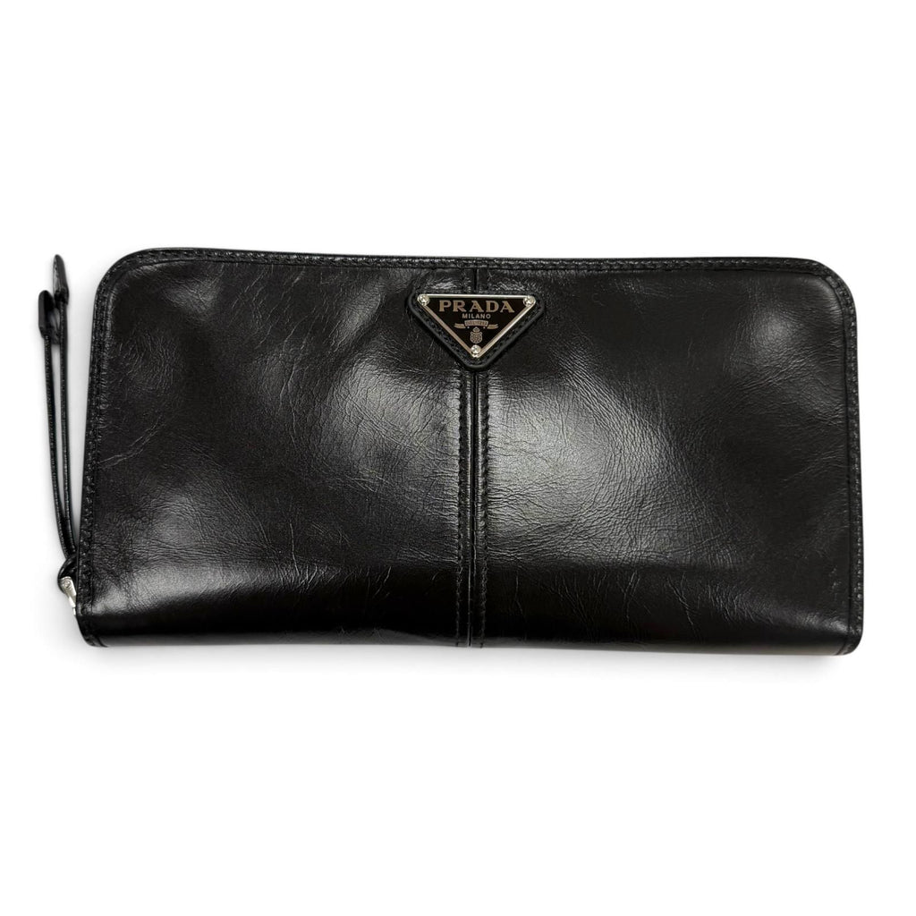 Prada Soft Look the Triangle Logo Zip Around Wallet