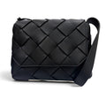 Bottega Veneta Diago Gray Leather Intrecciato Shoulder Bag Black