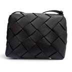 Bottega Veneta Diago Gray Leather Intrecciato Shoulder Bag Black — view 3