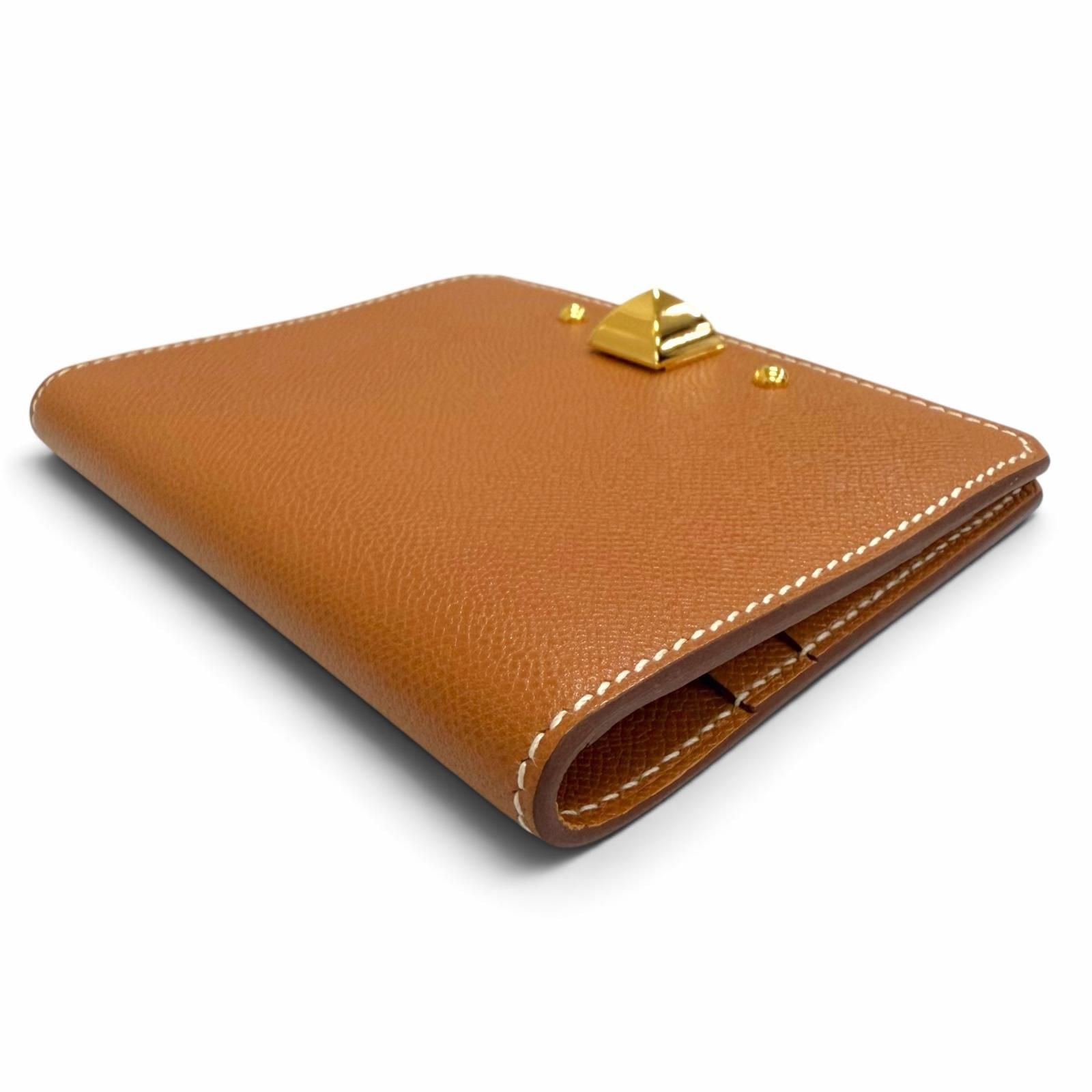 Hermes Medor Card Case Veau Madame Gold Bifold Business — view 4