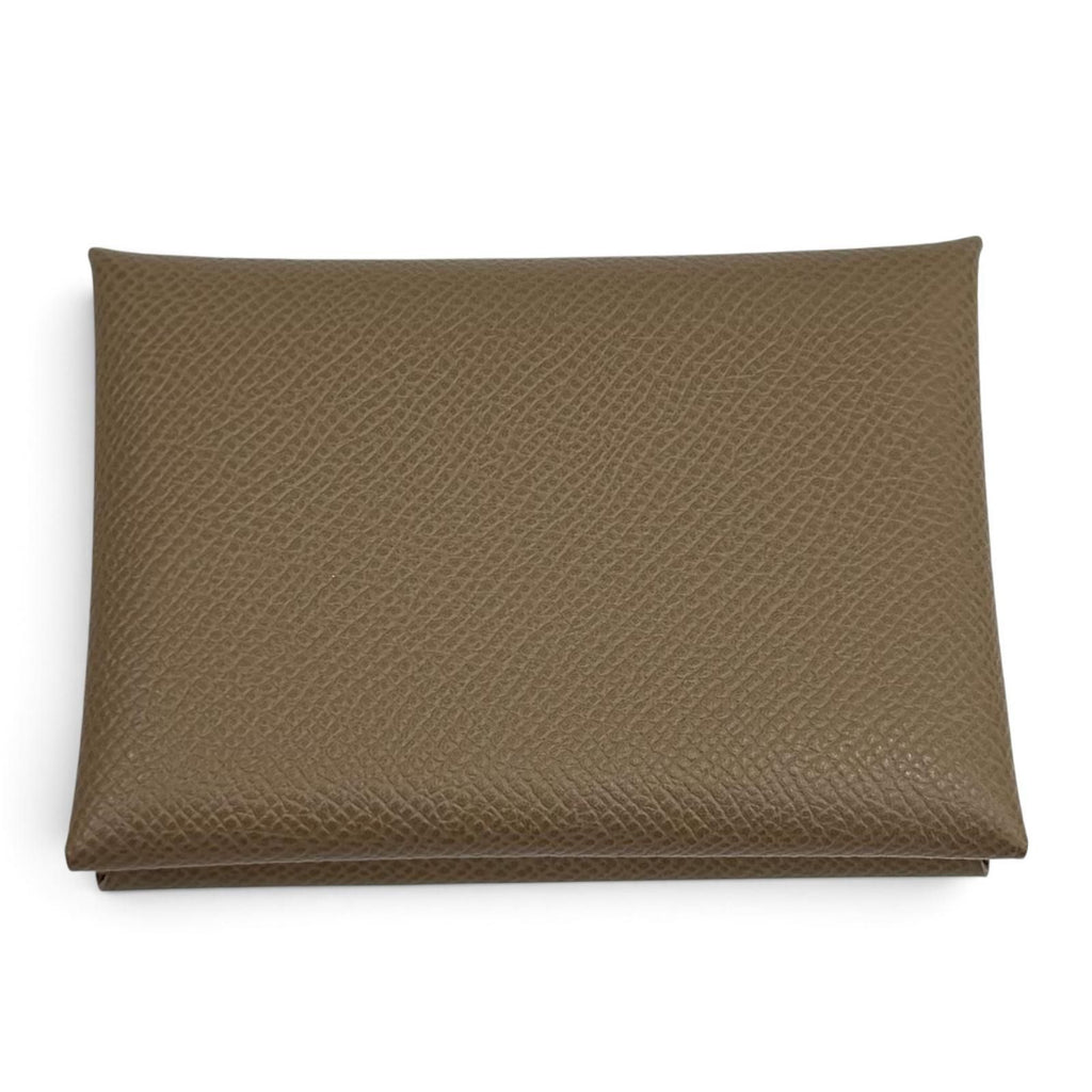 Hermes Calvi Duo Etoupe Veau Epsom Sellier Compact Wallet Bifold