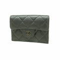 Chanel Trifold Wallet Quilted Lambskin Black Silver
