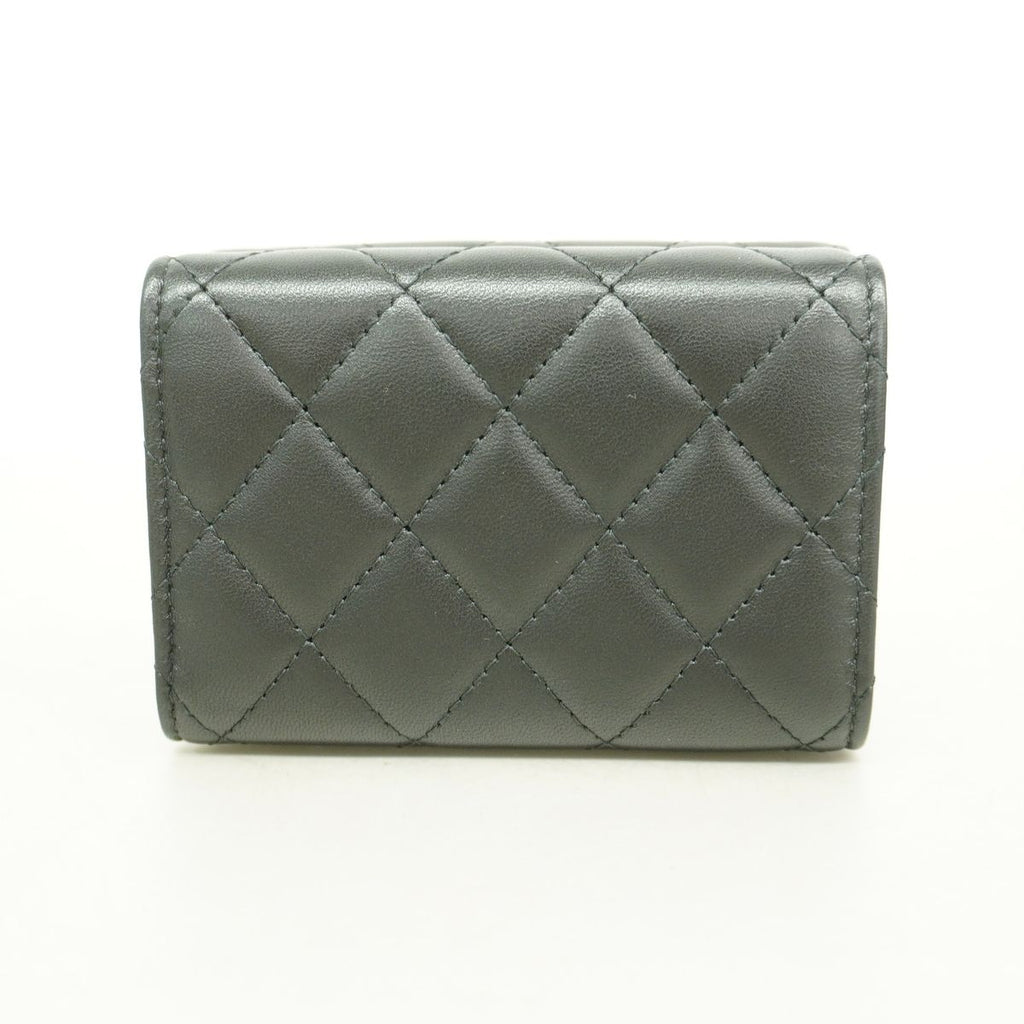 Chanel Trifold Wallet Quilted Lambskin Black Silver — view 8
