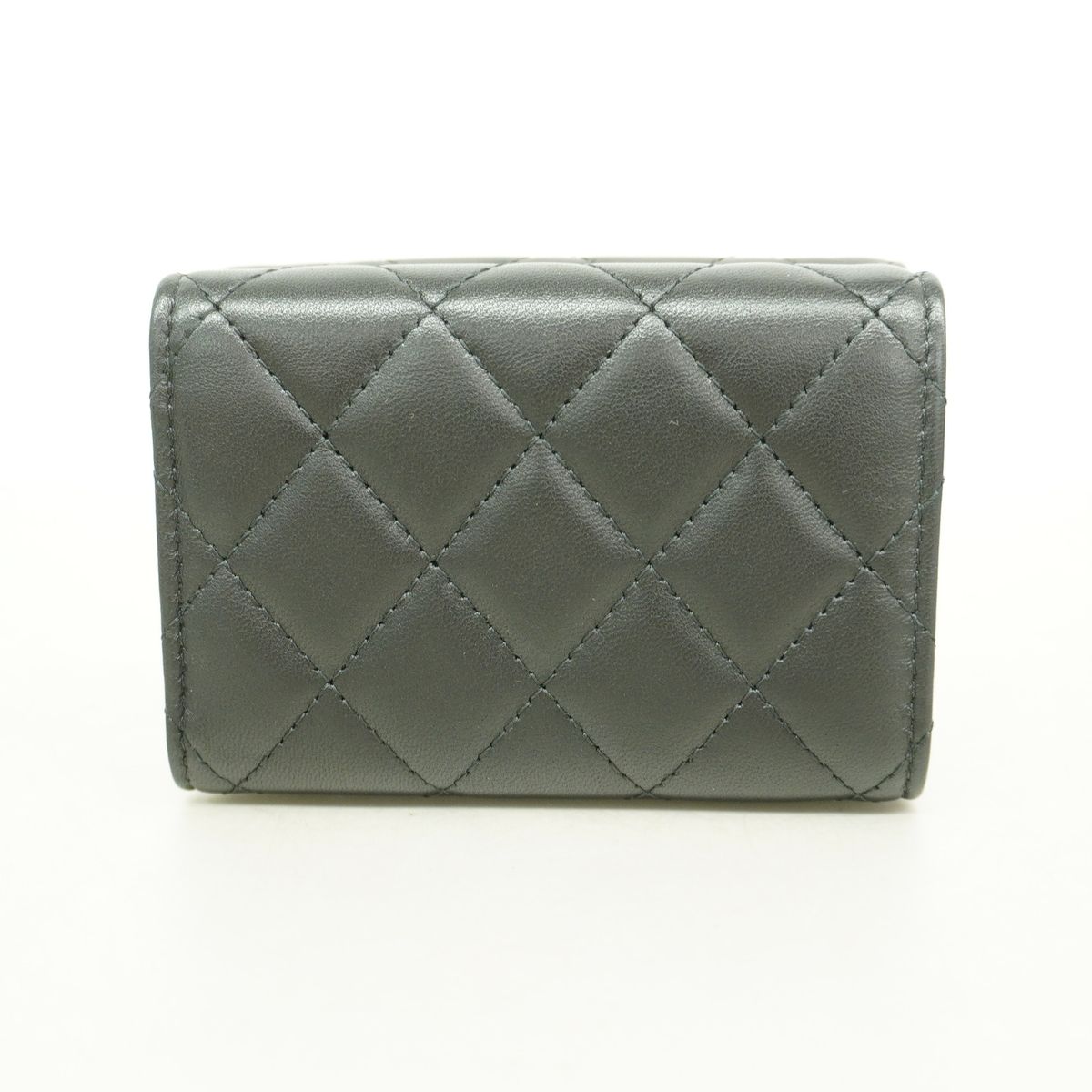 Chanel Trifold Wallet Quilted Lambskin Black Silver — view 8