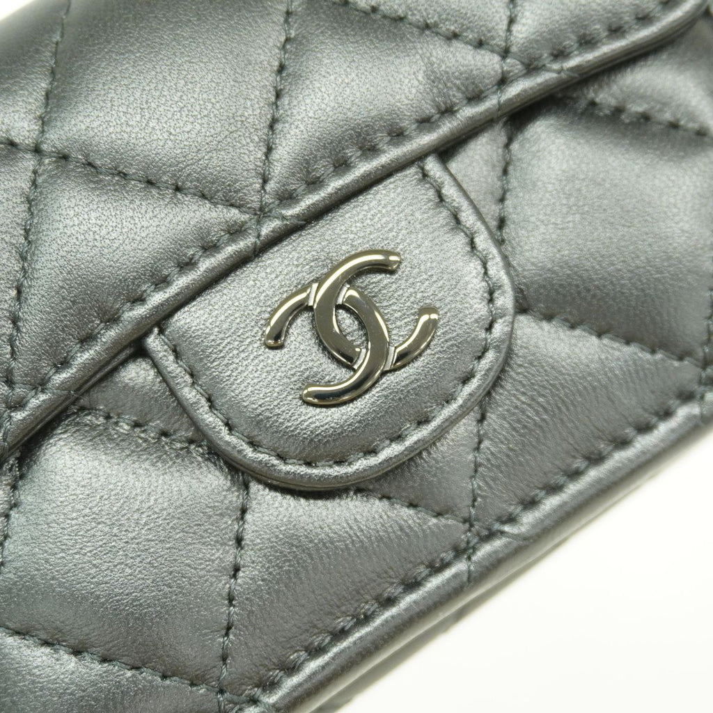 Chanel Trifold Wallet Quilted Lambskin Black Silver — view 7