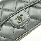 Chanel Trifold Wallet Quilted Lambskin Black Silver — view 7