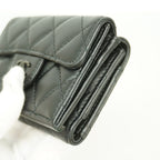 Chanel Trifold Wallet Quilted Lambskin Black Silver — view 6