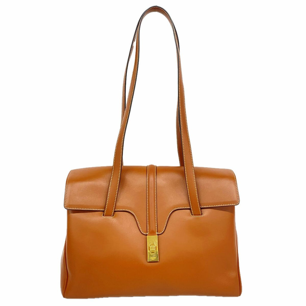 Celine Shoulder Bag Leather Brown Gold