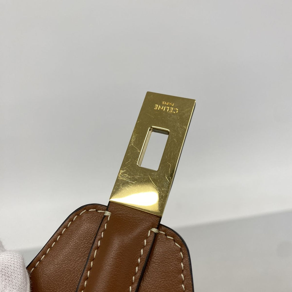 Celine Shoulder Bag Leather Brown Gold — view 7