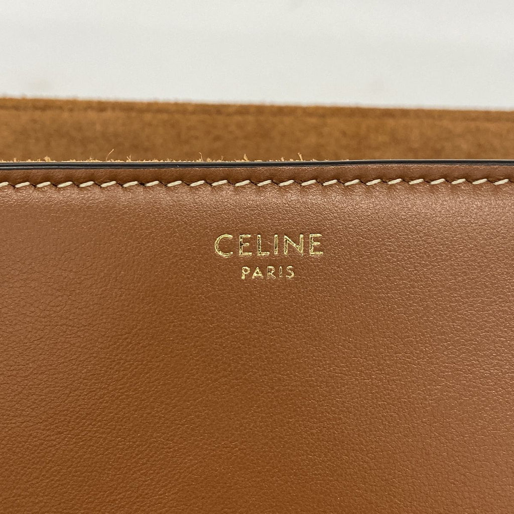 Celine Shoulder Bag Leather Brown Gold — view 5