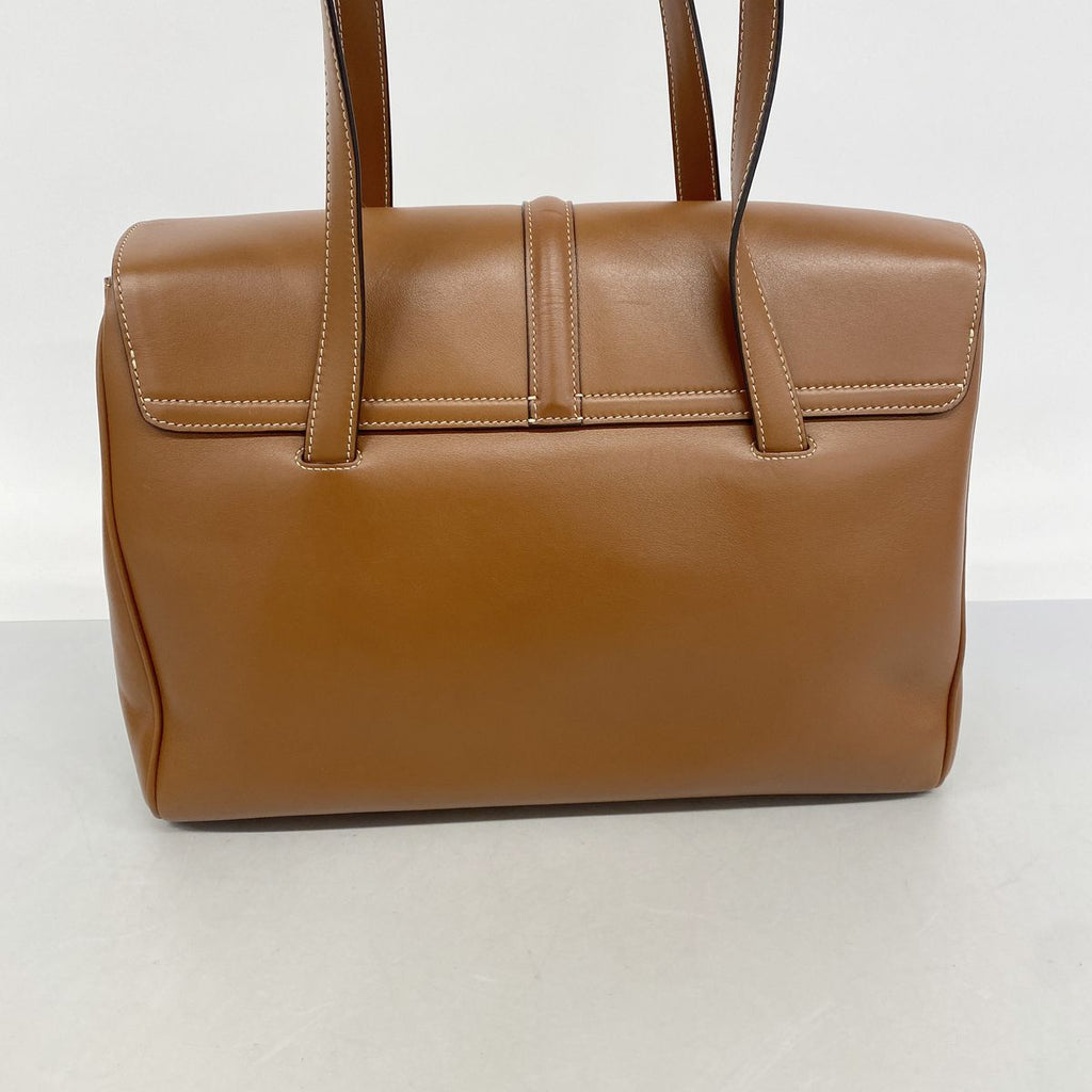 Celine Shoulder Bag Leather Brown Gold — view 8