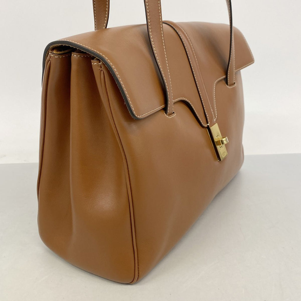 Celine Shoulder Bag Leather Brown Gold — view 2
