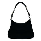 Prada Triangle Logo Tessuto Nylon Leather Shoulder Bag Black — view 3