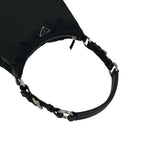 Prada Triangle Logo Tessuto Nylon Leather Shoulder Bag Black — view 4