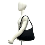 Prada Triangle Logo Tessuto Nylon Leather Shoulder Bag Black — view 2