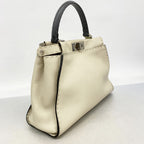 Fendi Handbag Selleria Peekaboo Leather Beige Silver 2-Way Bag — view 2