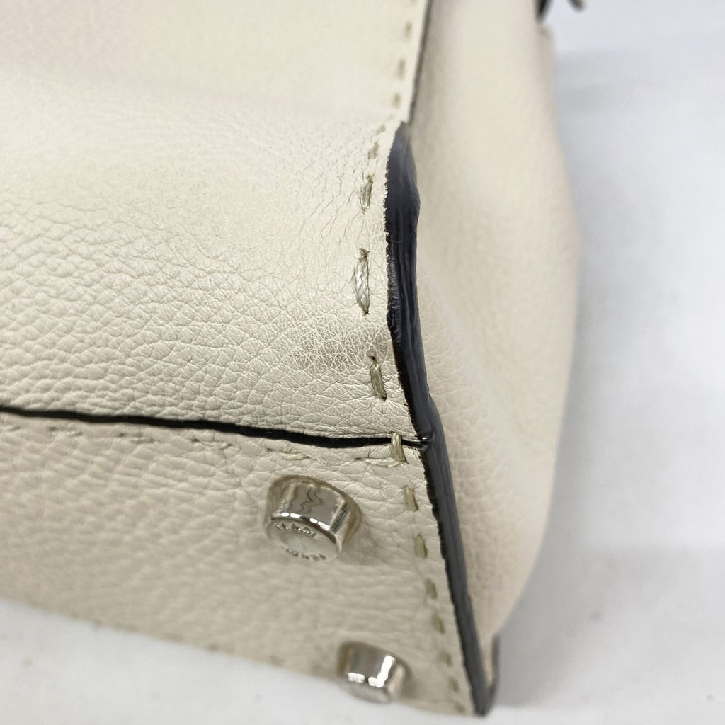 Fendi Handbag Selleria Peekaboo Leather Beige Silver 2-Way Bag — view 6