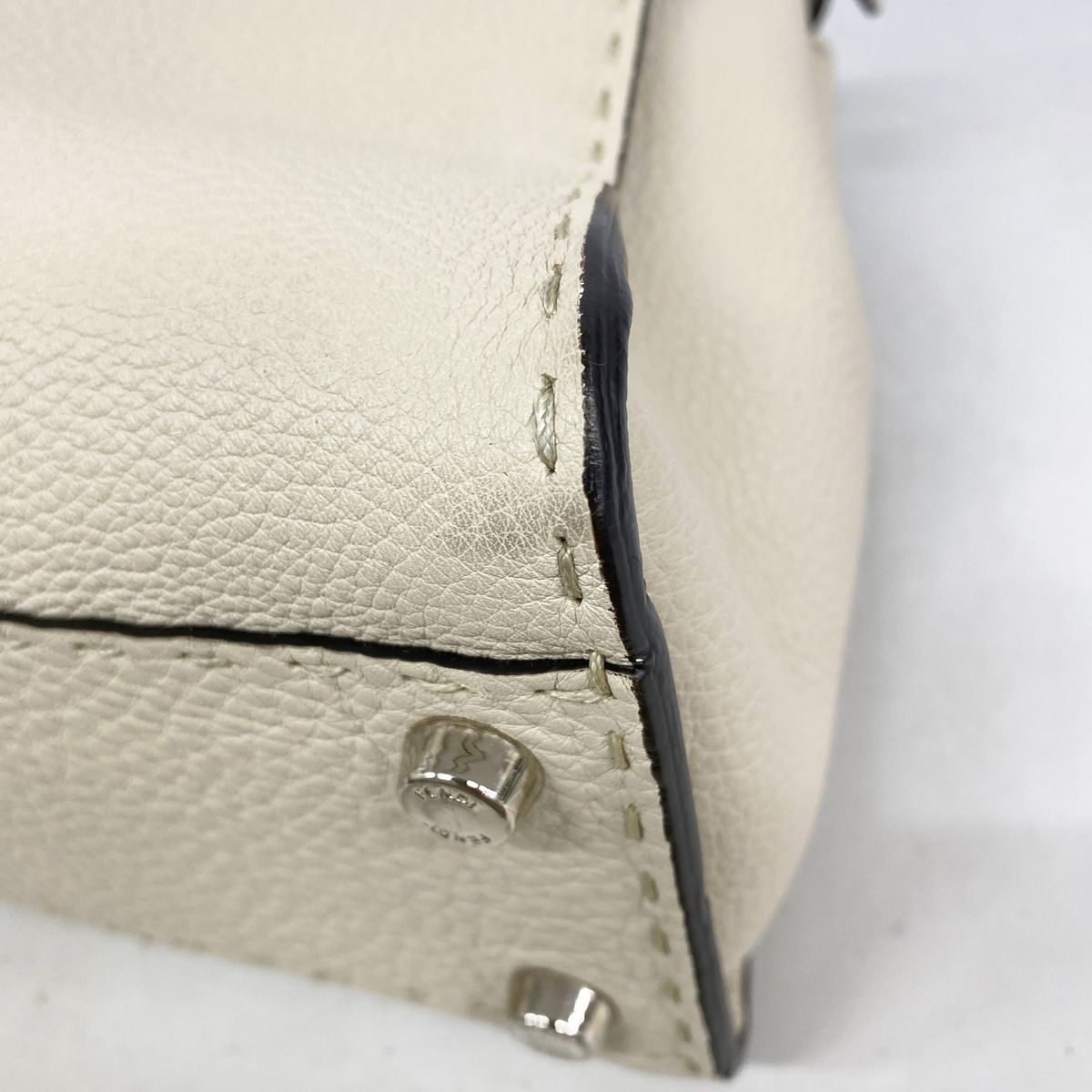 Fendi Handbag Selleria Peekaboo Leather Beige Silver 2-Way Bag — view 6