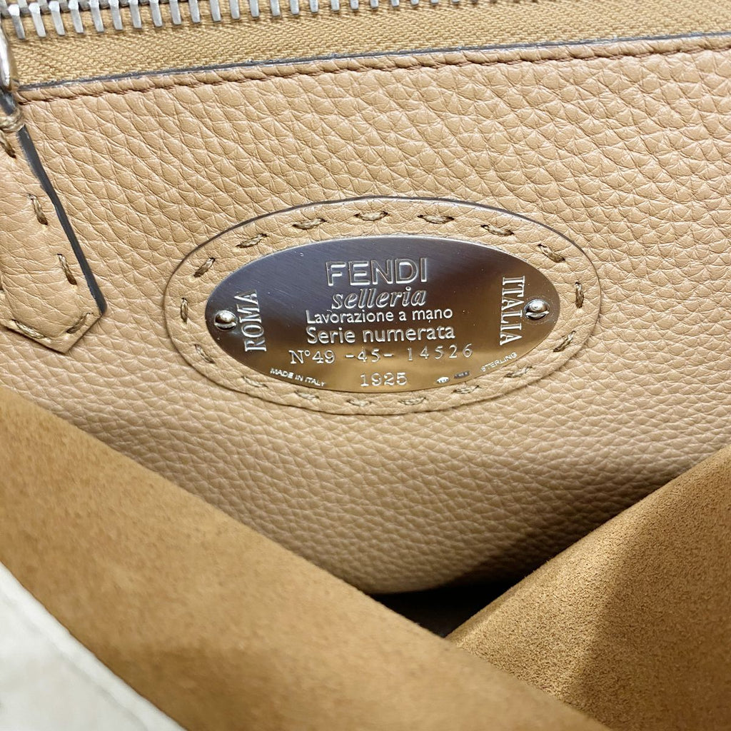 Fendi Handbag Selleria Peekaboo Leather Beige Silver 2-Way Bag — view 5