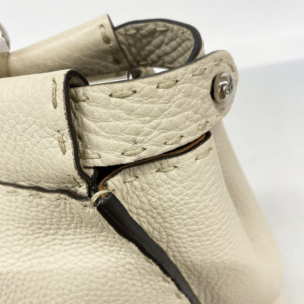 Fendi Handbag Selleria Peekaboo Leather Beige Silver 2-Way Bag — view 7