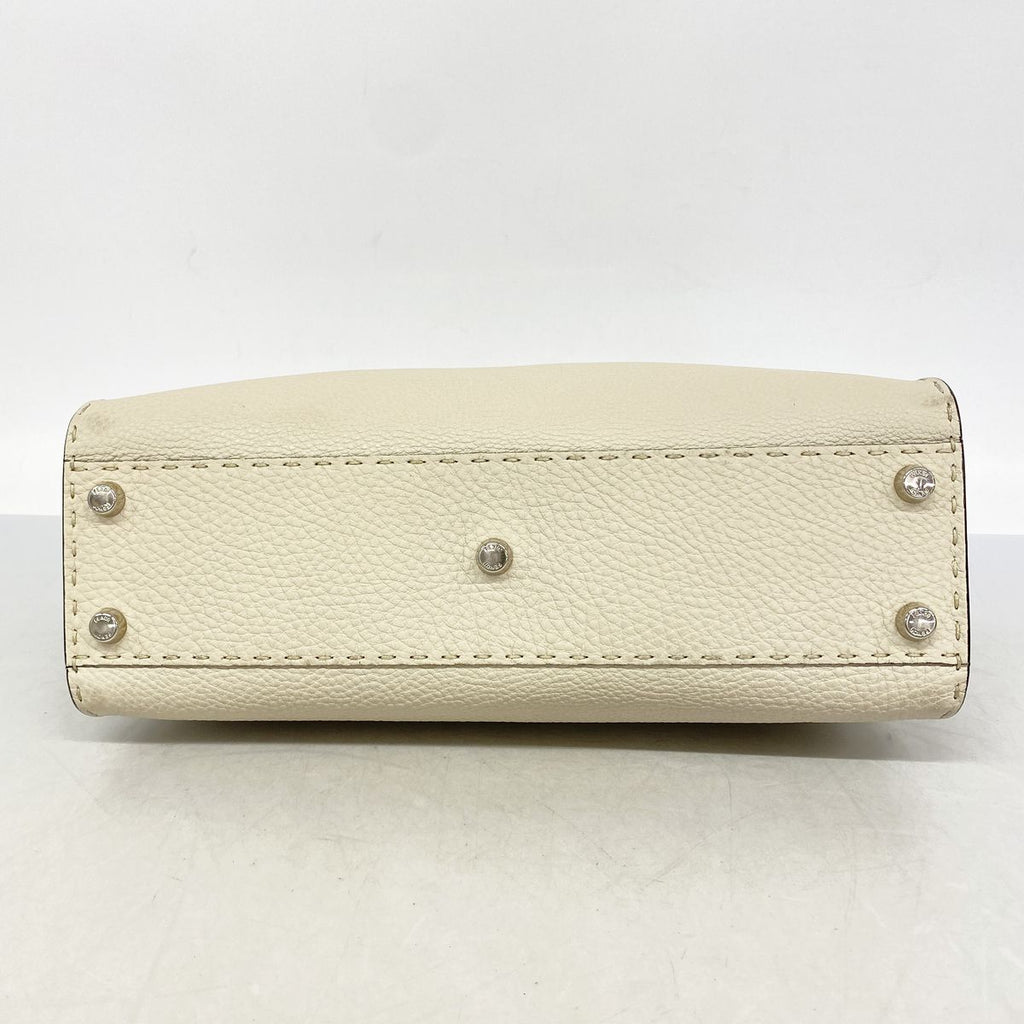 Fendi Handbag Selleria Peekaboo Leather Beige Silver 2-Way Bag — view 3