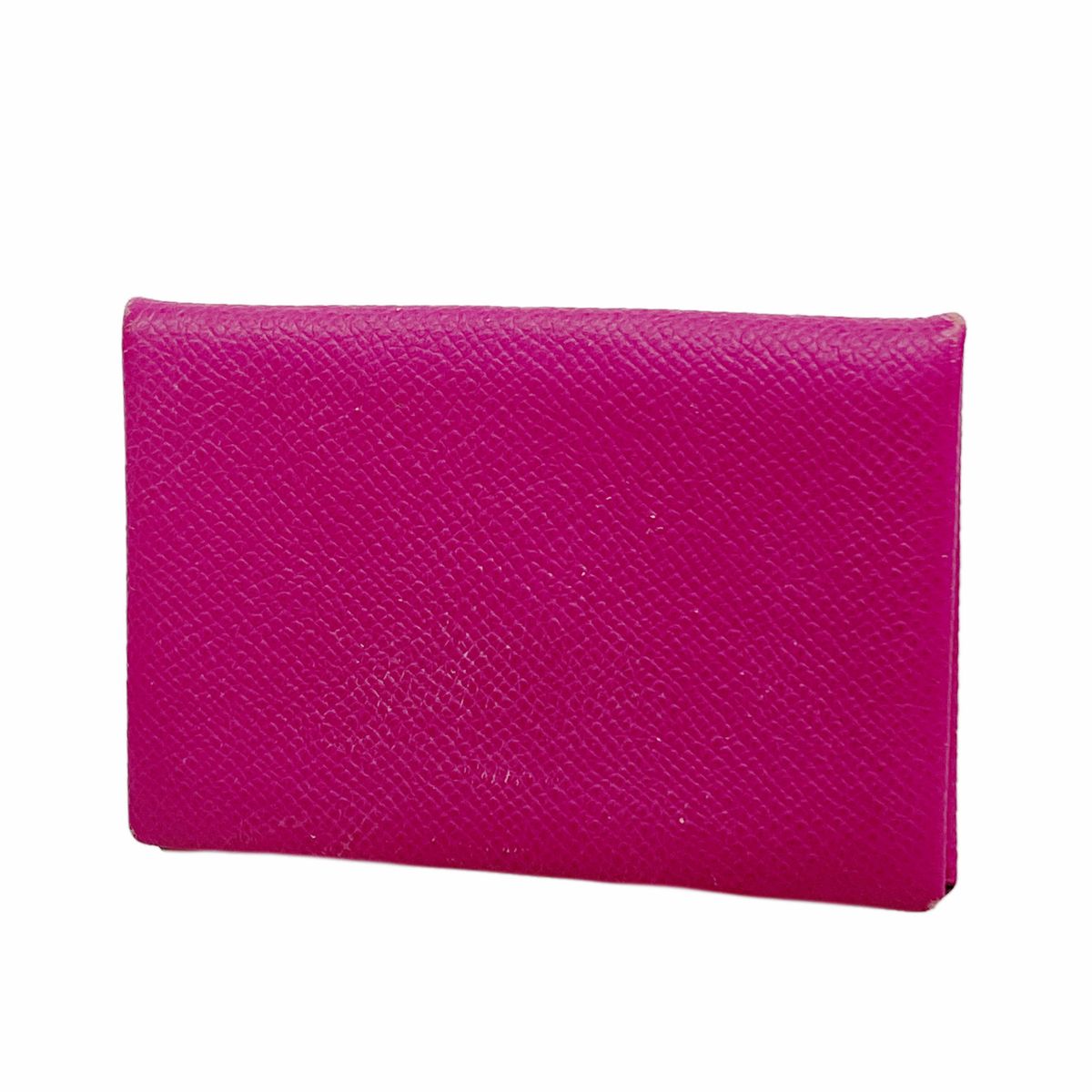 Hermes Card Case Calvi Veau Epsom Rose Purple Silver
