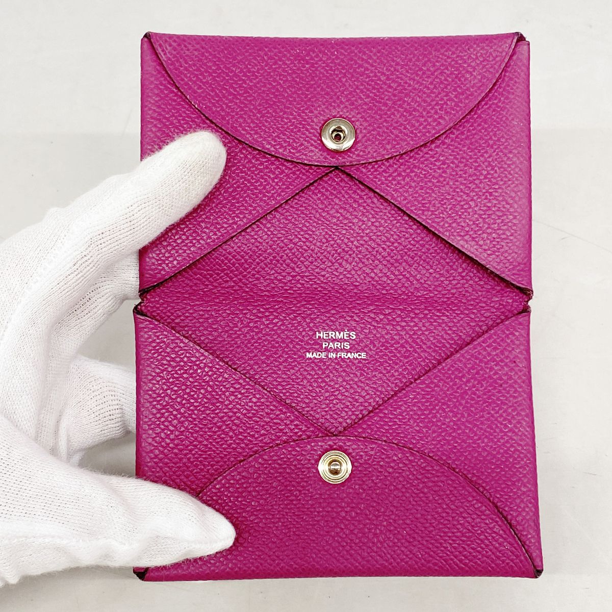 Hermes Card Case Calvi Veau Epsom Rose Purple Silver — view 3