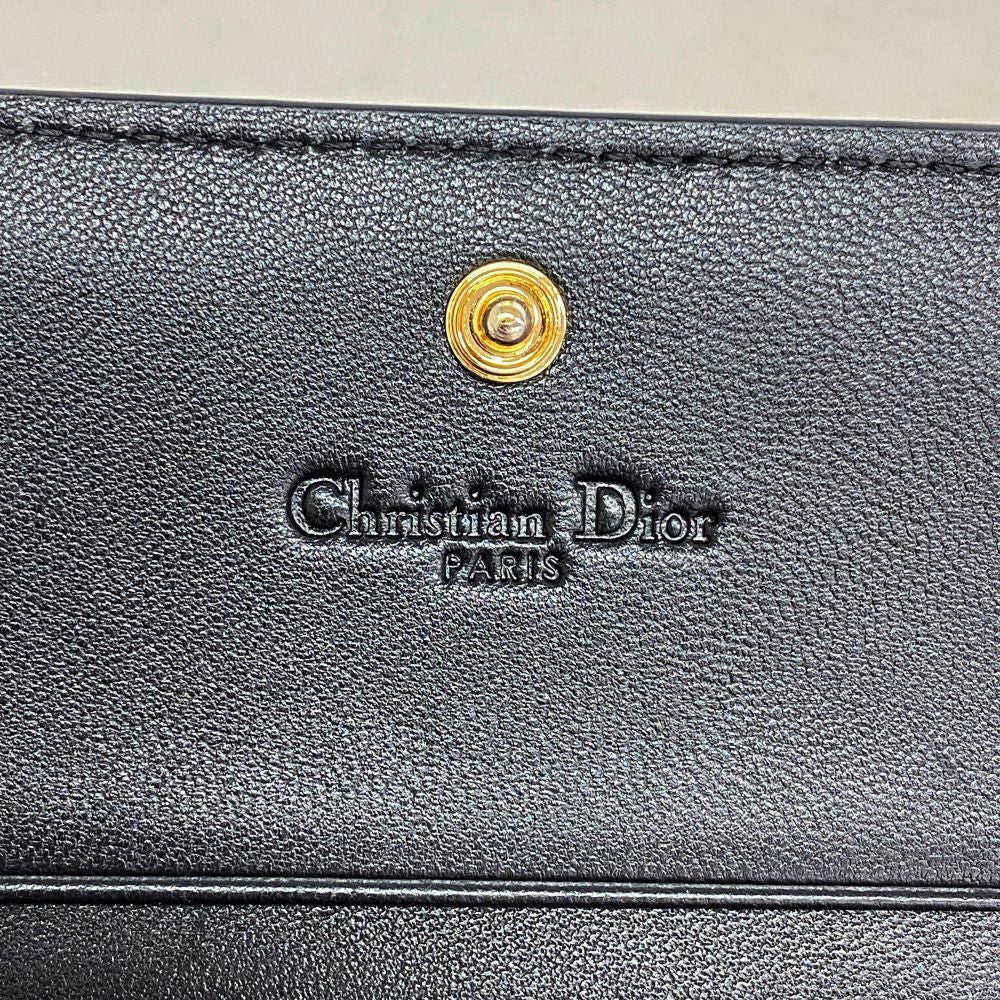 Dior Wallet Cannage Leather Black Champagne Gold — view 4