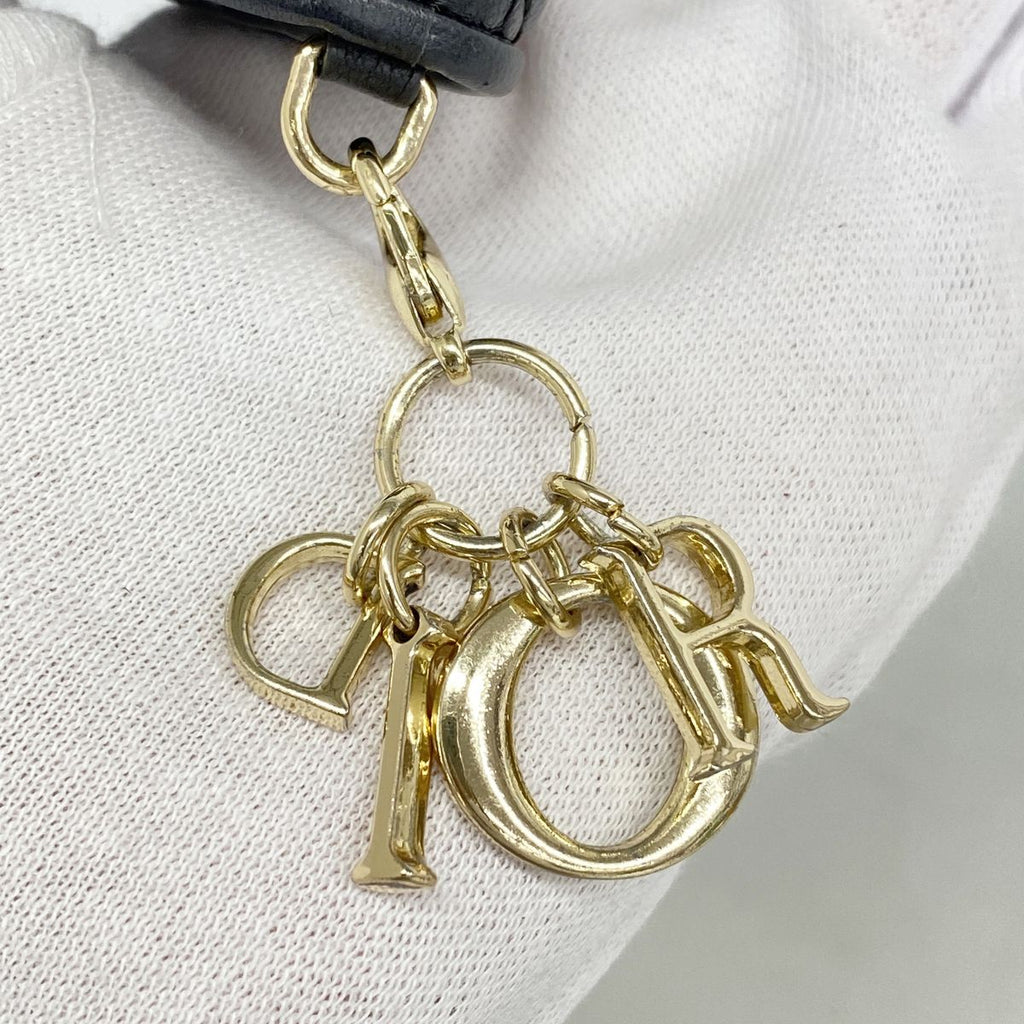 Dior Wallet Cannage Leather Black Champagne Gold — view 6