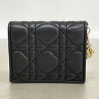 Dior Wallet Cannage Leather Black Champagne Gold — view 7