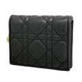 Dior Wallet Cannage Leather Black Champagne Gold
