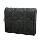 Dior Wallet Cannage Leather Black Champagne Gold