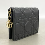 Dior Wallet Cannage Leather Black Champagne Gold — view 2
