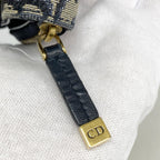 Dior Trifold Wallet Oblique Saddle Canvas Navy Gold — view 7